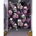thumbnail image 3 of Shower Curtains for Bathroom-72"x84",Vintage Scary Skull Bone Flower Waterproof Bath Curtain Grommet Shower Curtain Set with Hooks,Halloween Pink Floral Washable Bath Accessories, 3 of 6