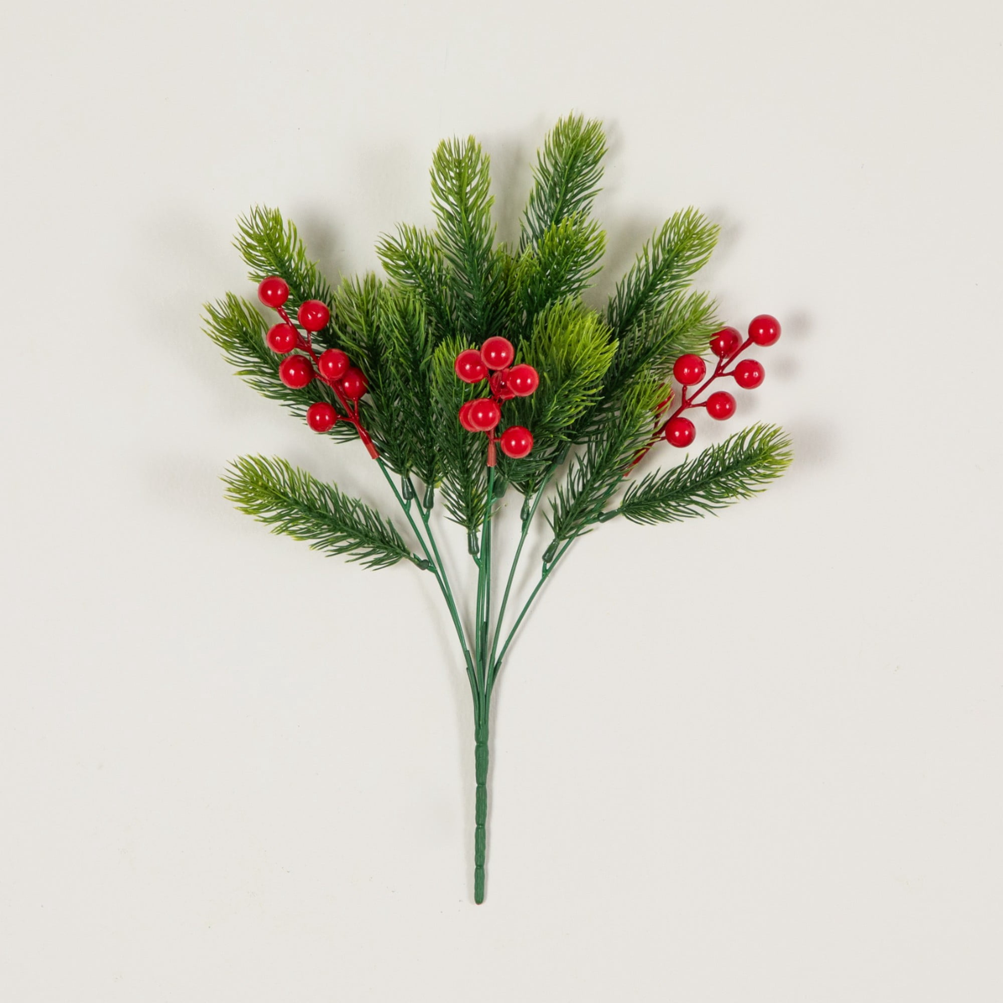 15in. UV Resistant Artificial Christmas Pine and Berries Bush (Indoor/Outdoor) - Set of 3