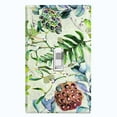 thumbnail image 1 of Metal Light Switch Plate Cover Lotus Pod Green Fern Leaves Plant FLW016, 1 of 13