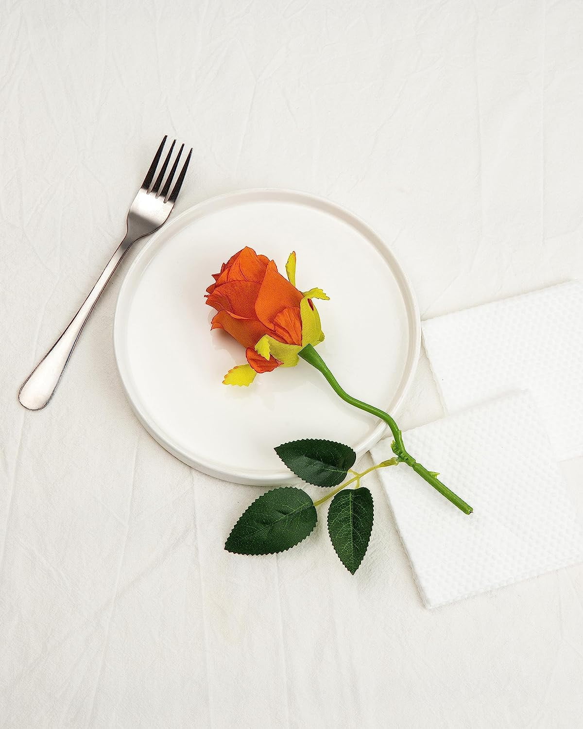 Artificial Silk Roses Fake Flowers Bouquet Long Stems for Wedding Home Party Decoration(Burnt Orange)