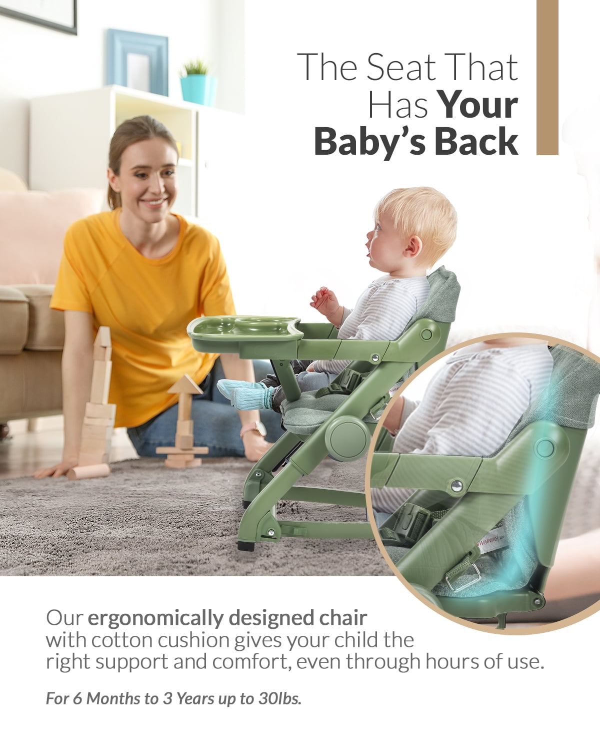 Unilove Feed Me 3-in-1 Portable High Chair & Feeding Booster Seat for Infant and Toddler
