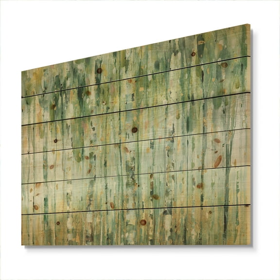 Designart 'Golden Birch Tree Forest V' Modern Farmhouse Print on Natural Pine Wood