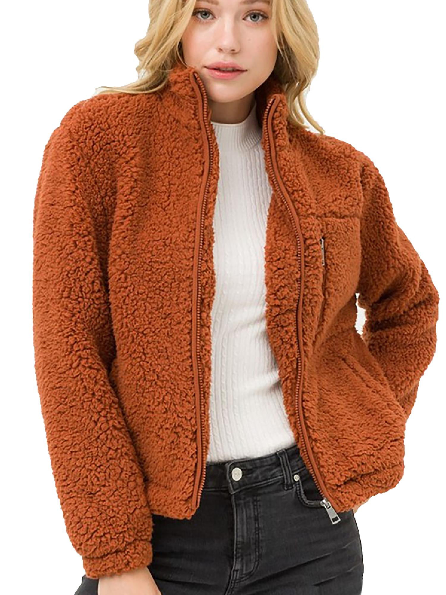 Made by Olivia - Made by Olivia Women's Waist Length Sherpa Zip Up ...