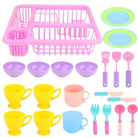 Matoen Kids Pretend Play Dishes Kitchen Playset Wash And Dry