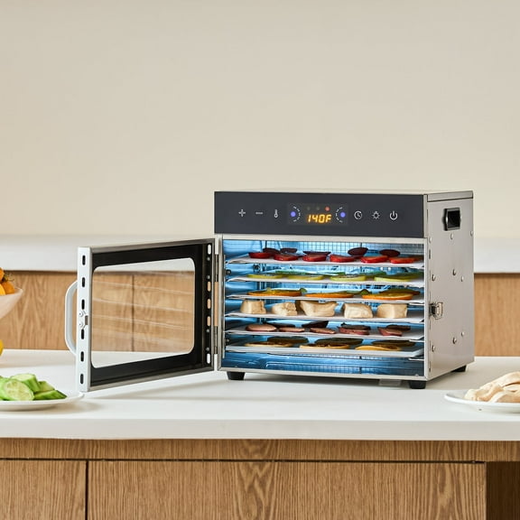 VEVOR 6 Trays Food Dehydrator Machine Stainless Steel 400W Jerky Fruit Drying Stainless Steel
