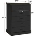 thumbnail image 4 of 5 Drawer Dresser Storage Organizer with Sturdy Base & “X” Steel Frame for Bedroom Living Room,Black, 4 of 8