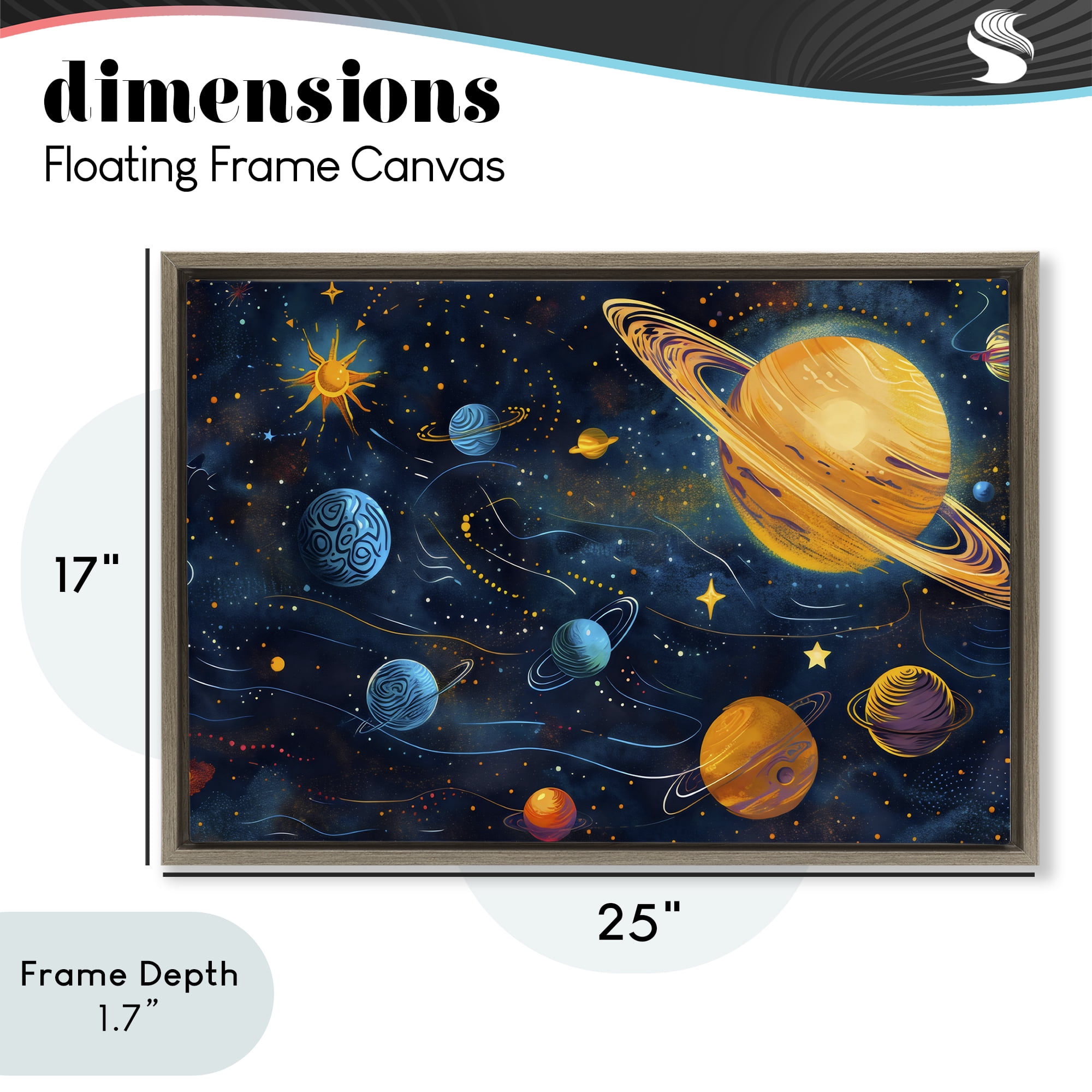 Stupell Industries Two Suns Galaxy Scene Brown Framed Floater Canvas Wall Art, design by Creative Studio
