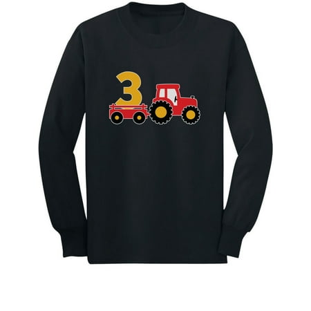 

3rd Birthday Construction Party 3 Year Old Boy Toddler/Kids Long sleeve T-Shirt 4T Black