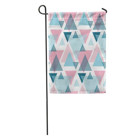 SIDONKU Pink and Blue Creative Repeatable Triangles Funky Lines in 80S Garden Flag Decorative Flag House Banner 28x40 inch