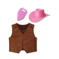 thumbnail image 3 of Haitryli Girls Boys Cowboy Costume Suede Vest Waistcoat with Hat Bandanna Kids Western Party Fancy Outfit Pink 10, 3 of 5