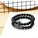 thumbnail image 3 of Pulseras de cuentas negras mate de 8 mm con piedra de ónix y corona de rey., 3 of 5