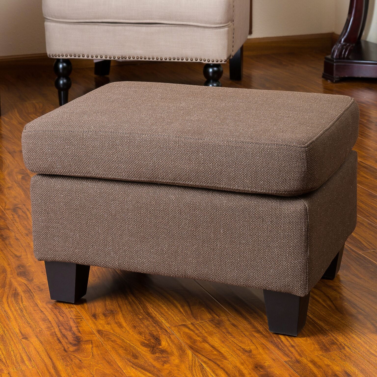 Noble House Neelan Brown Fabric Ottoman