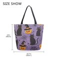 thumbnail image 5 of FORMRS Womens Canvas Tote Bag with Zipper Inner Pocket Shoulder Handbag, Purple Halloween Black Cat, 5 of 7