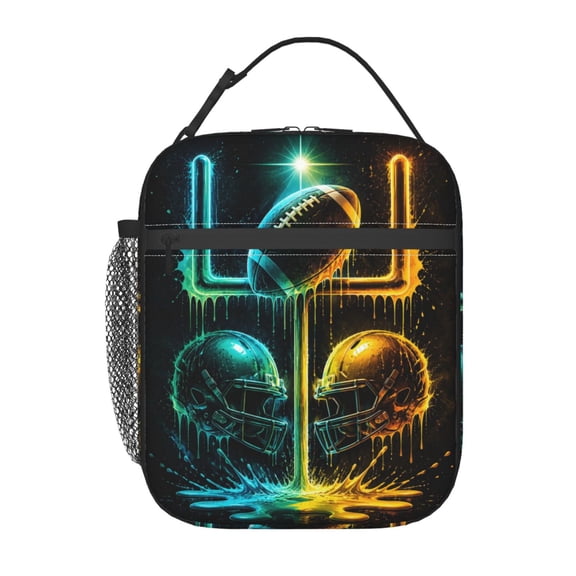 Football Lunch Bag Reusable Thermal Lunch Tote with Handle for Women and Men
