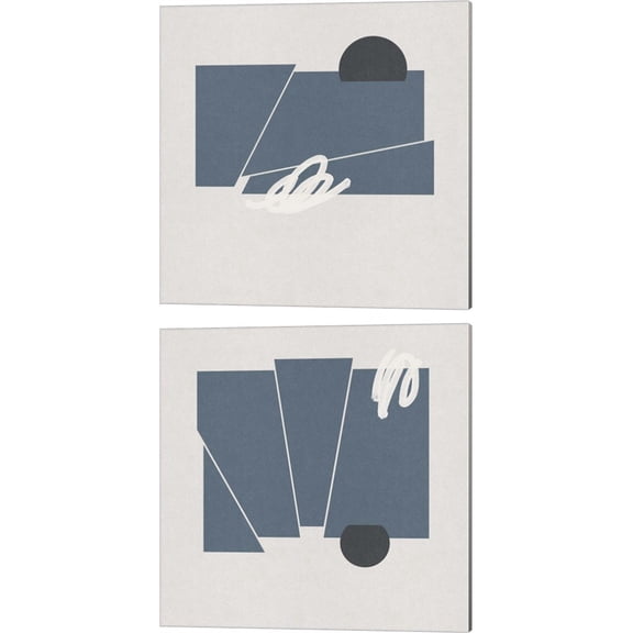 Great Art Now Blue Felt by Jacob Green 2 Piece Canvas Art Set Each 14"W x 14"H