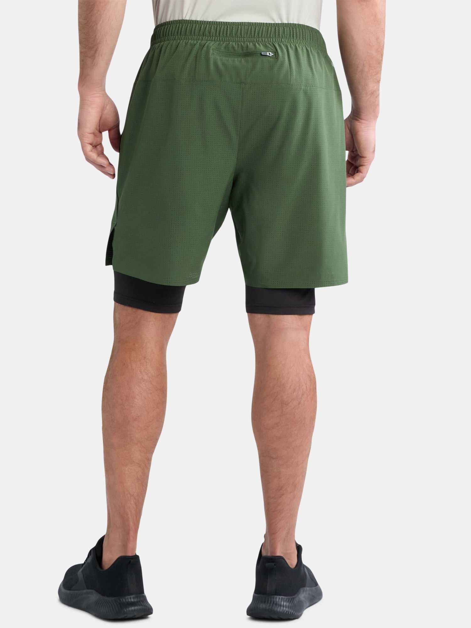 Athletic Works Men's and Big Men's 2 In 1 Perforated Active Shorts, 7" Inseam, Sizes S-3XL