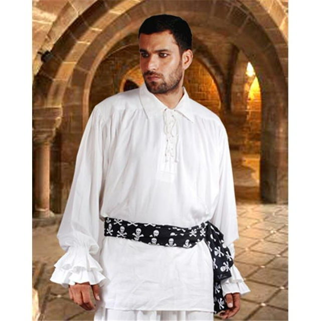 The Pirate Dressing C1007 John Cook Renaissance Shirt- White - Small & Medium