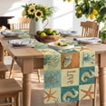 thumbnail image 3 of Cartoon Seahorse Starfish Table Runner, Ocean Fish Seaweed Coastal Kitchen Table Runners Dress Scarves for Table Decorations Party/Restaurant/Indoor Outdoor Use, 13x36in, 3 of 9