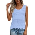 thumbnail image 4 of hoksml Women's Scalloped Trim Crochet Tank Top Sleeveless V Neck Knit Top for Summer Casual Wear, 4 of 8