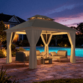 thumbnail image 2 of Clouddwell 10'x12' Patio Gazebo Double Roof Protection All-Weather Outdoor Shelter Features Insect Screens & Privacy Curtains Ideal for Backyard, Lawn, (Beige), 2 of 9