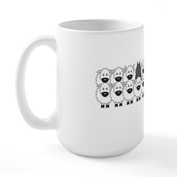 CafePress - Bouviersheep_Stickerbumper Large Mug - 15 oz Ceramic Large White Novelty Mug