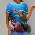 thumbnail image 6 of Nautical Green Sea Turtles Women's T-Shirt Short Sleeve T Shirts Tops Tee Ladies Loose T, 6 of 6