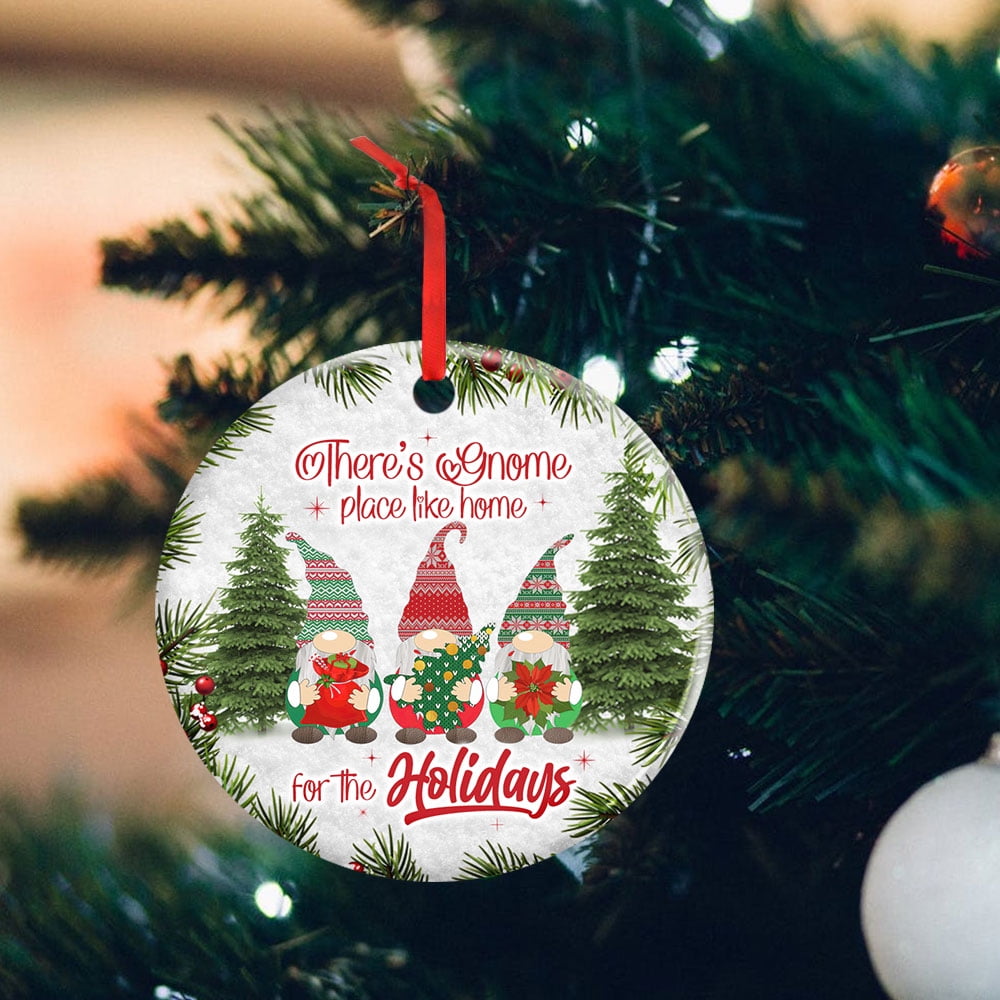 FLAGWIX Christmas Ornaments - Gnome Circle Ceramic Ornament There's Gnome  Place Like Home For the Holidays LHA1900O - Walmart.com