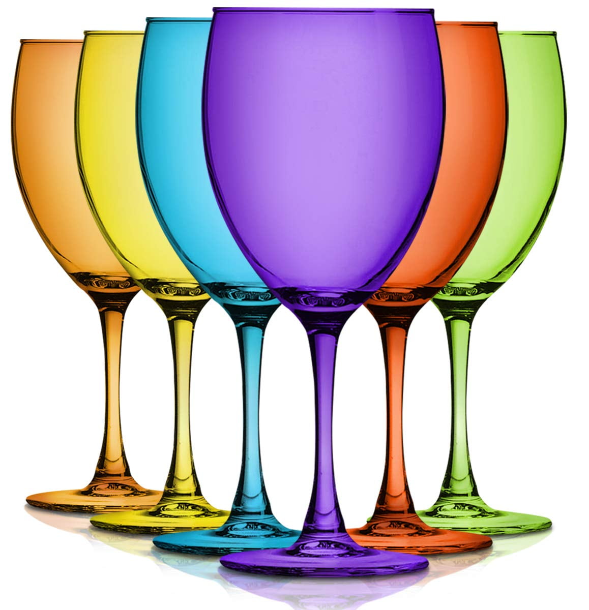 TableTop King Colored Wine Glasses Set of 6 - Colorful Stem Wine  Glasses 10 Oz - Red Nuance Accent Cute Wine Glass Set - Sturdy Drinking  Glasses - Multiple Vibrant
