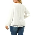 thumbnail image 3 of MODA NOVA Juniors' Plus Size Blouse Pleated V Neck Lace Solid Tops White 2X, 3 of 6