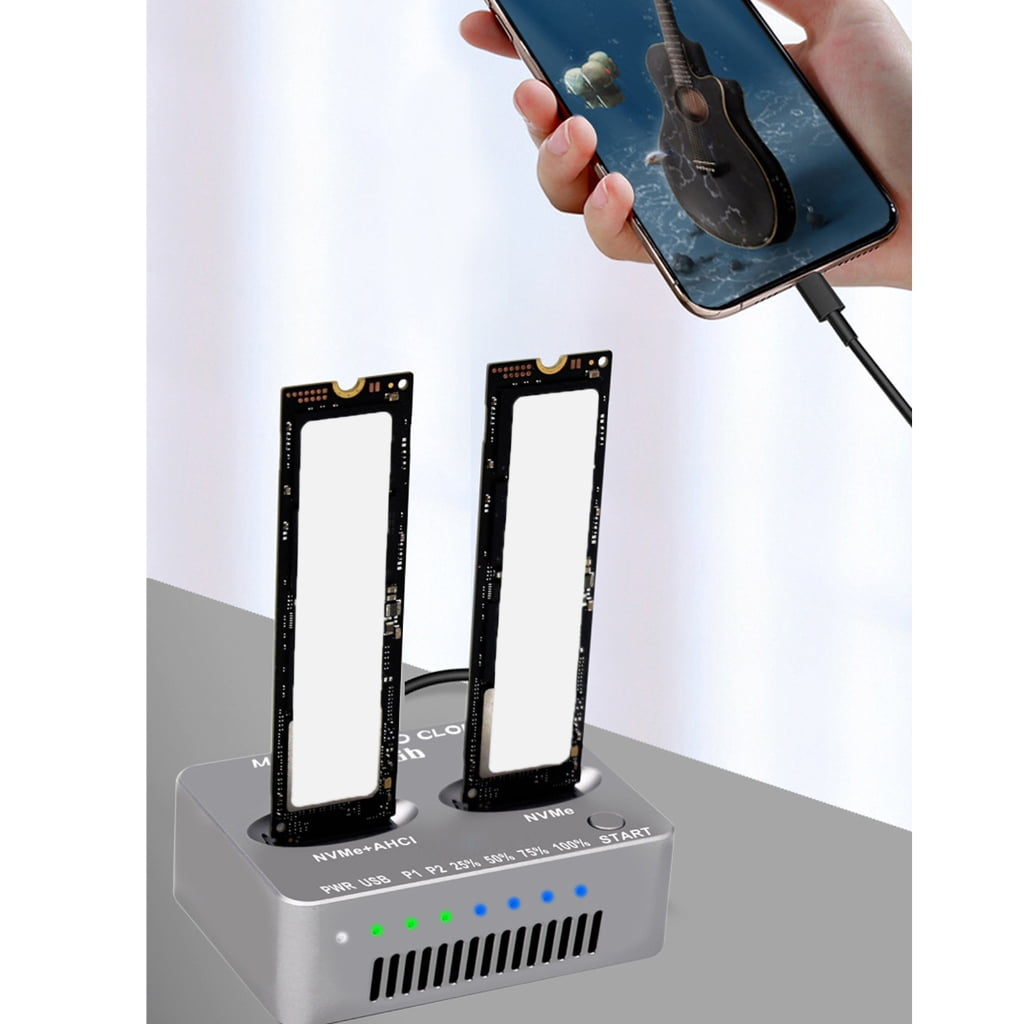 Double Bay Docking Station NVME States Disk Clone USB3.2 Type C States Drives Reader NVMe External Hard Disk Box