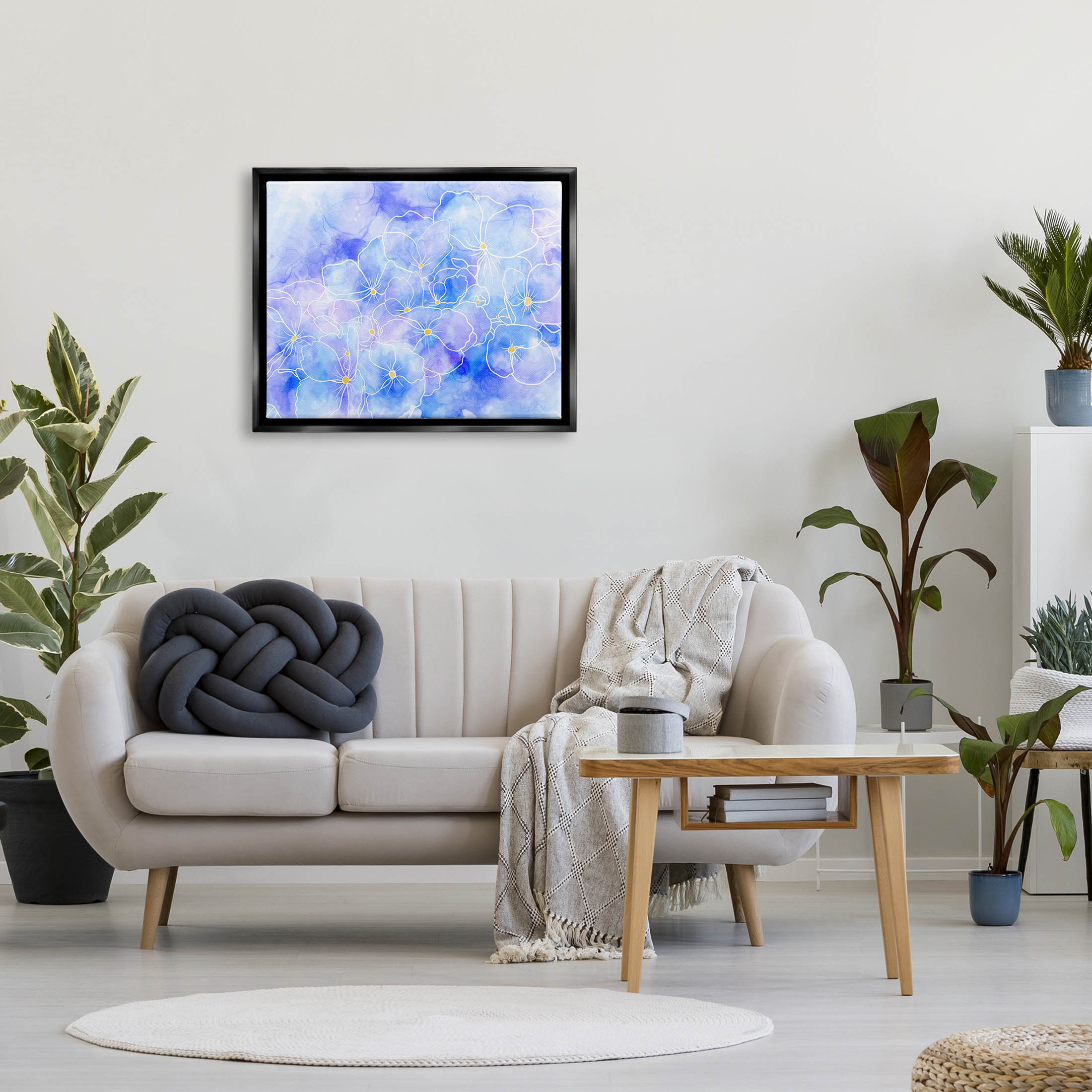 Contemporary Floral Shapes Botanical & Floral Graphic Art Jet Black Framed Art Print Wall Art