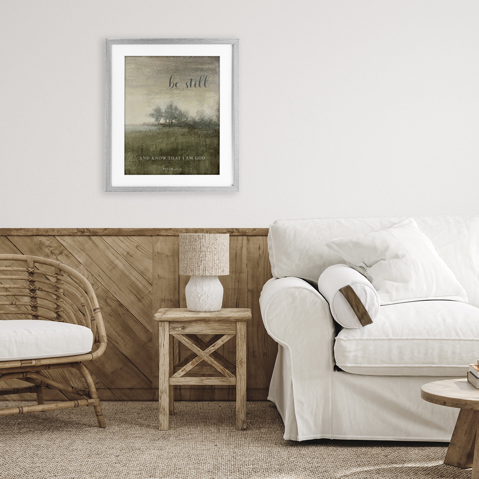 Stupell Industries Be Still Psalm 46:10 Gray Framed Print Under Glass, design by Michael Marcon