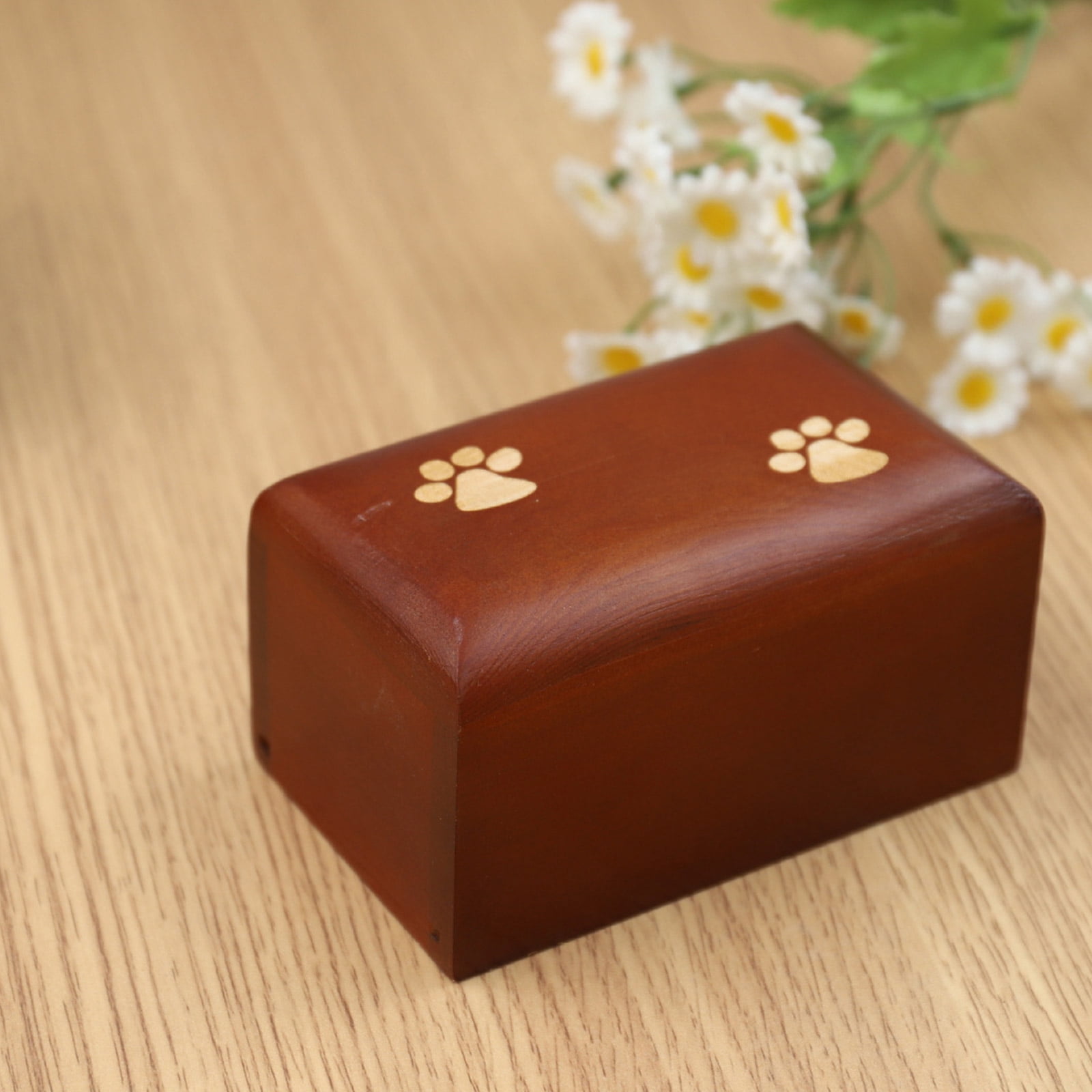 Dog Wood Urn Cremation Urn Memorial Gifts Memorial Paw Print Rememberable Urn for Deceased Pet Ashes