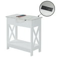 thumbnail image 2 of Convenience Concepts Oxford Flip Top End Table with Charging Station and Shelf, White Faux Marble/Black, 2 of 13