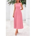 thumbnail image 3 of Vestido PRETTYGARDEN 2025 Midi Plisado Sin Mangas Rosa Talla M, 3 of 8