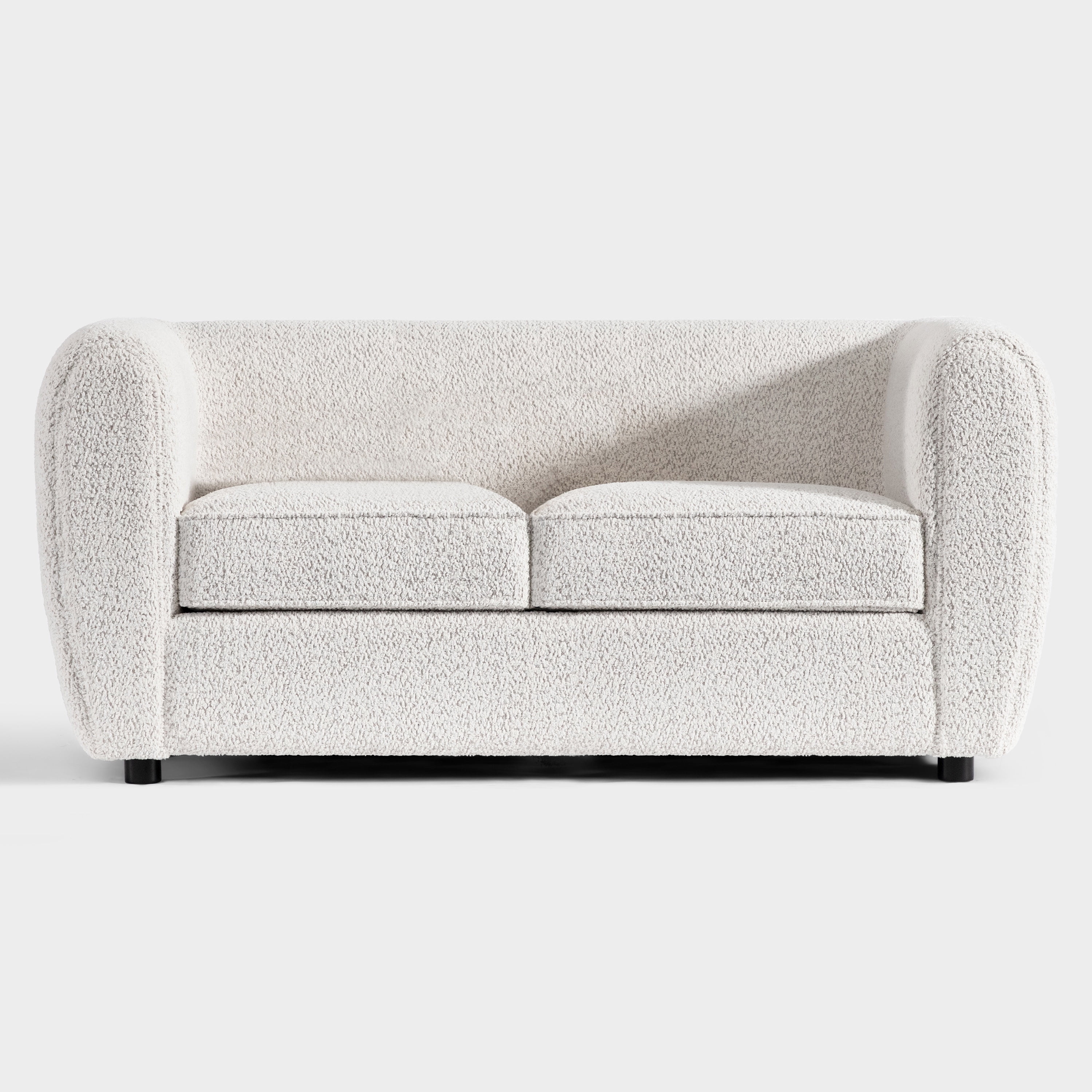 Furniture of America Nallia Tuxedo Style Upholstered Boucle Fabric White Loveseat