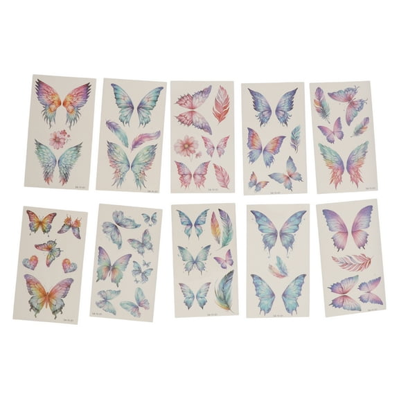 Unique Bargains 1 Set Simple Fake Temporary Tatto Butterfly Temporary Tatto for Adult Assorted Color