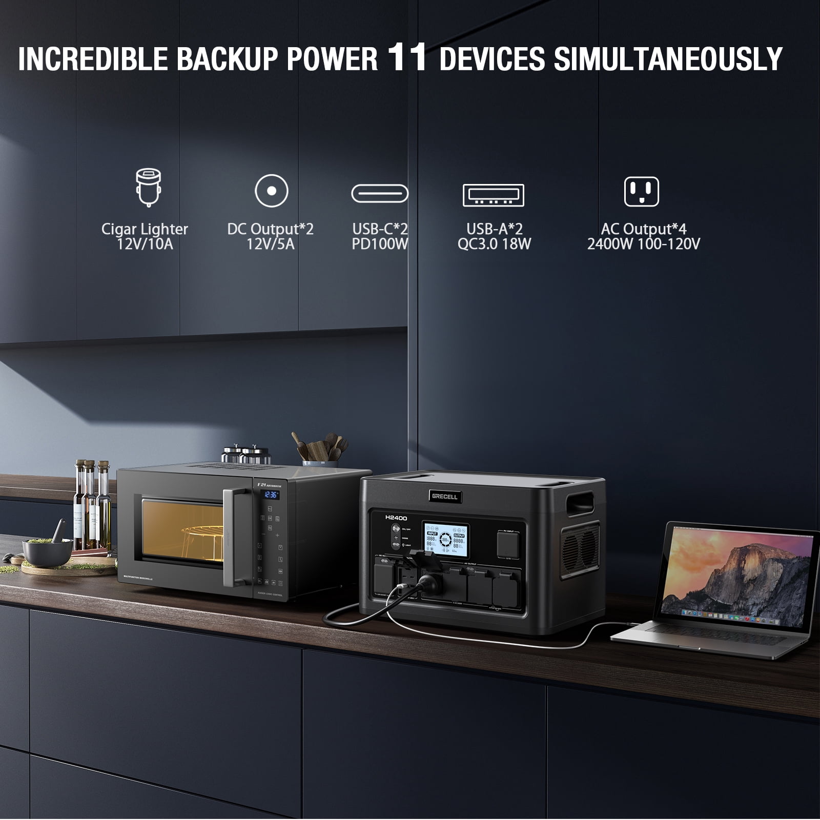 Power Station 2400W (2 Pack) 1843Wh LiFePO4 UPS Home Battery Backup Power w/4 AC Outlets Portable Solar Generator for Outdoor Camping, RV Travel, Home Emergency