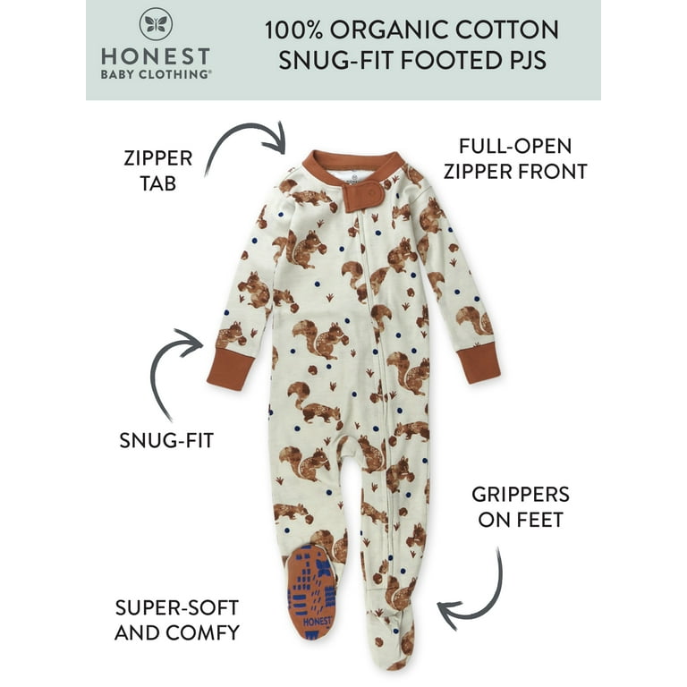 Honest Baby Clothing Baby Boy or Girl Gender Neutral Organic Cotton Snug Fit Footed Sleeper Thanksgiving Pajamas 12 Months 24 Months Walmart