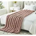 thumbnail image 3 of Posh Living Sinclair 50"x70" Channel Knit Super Soft Fabic Throw in Blush Pink, 3 of 10