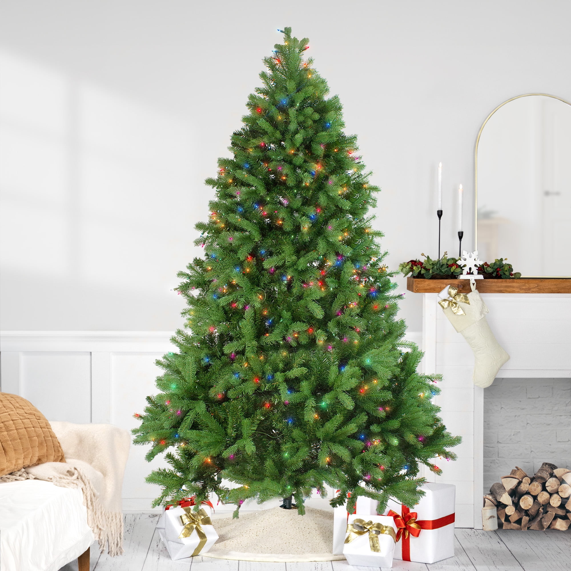 7.5 Pre Lit Noble Fir Full Artificial Christmas Tree Multi Color Lights