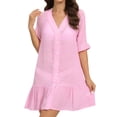 thumbnail image 1 of asddcavvf Cover Ups V Neck Ruffle Trim Button Cardigan Women Beach Cover Up Casual Dress, 1 of 5