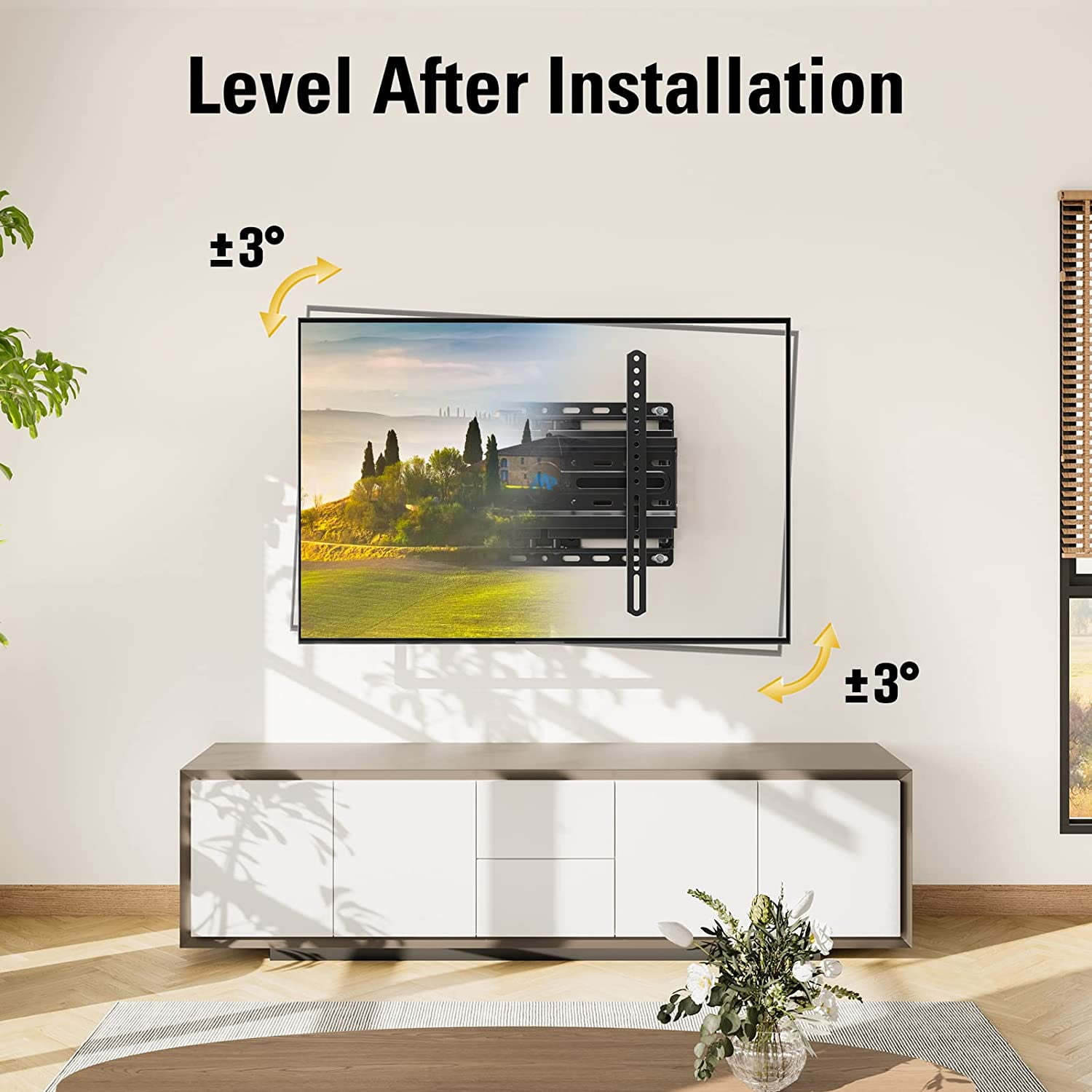 Wall Mount for 32-65 Inch Television,Mount with Swivel and Tilt, Full Motion Bracket with Articulating Dual Arms, Fits 16inch Studs, Max VESA 400X400 mm, 99lbs