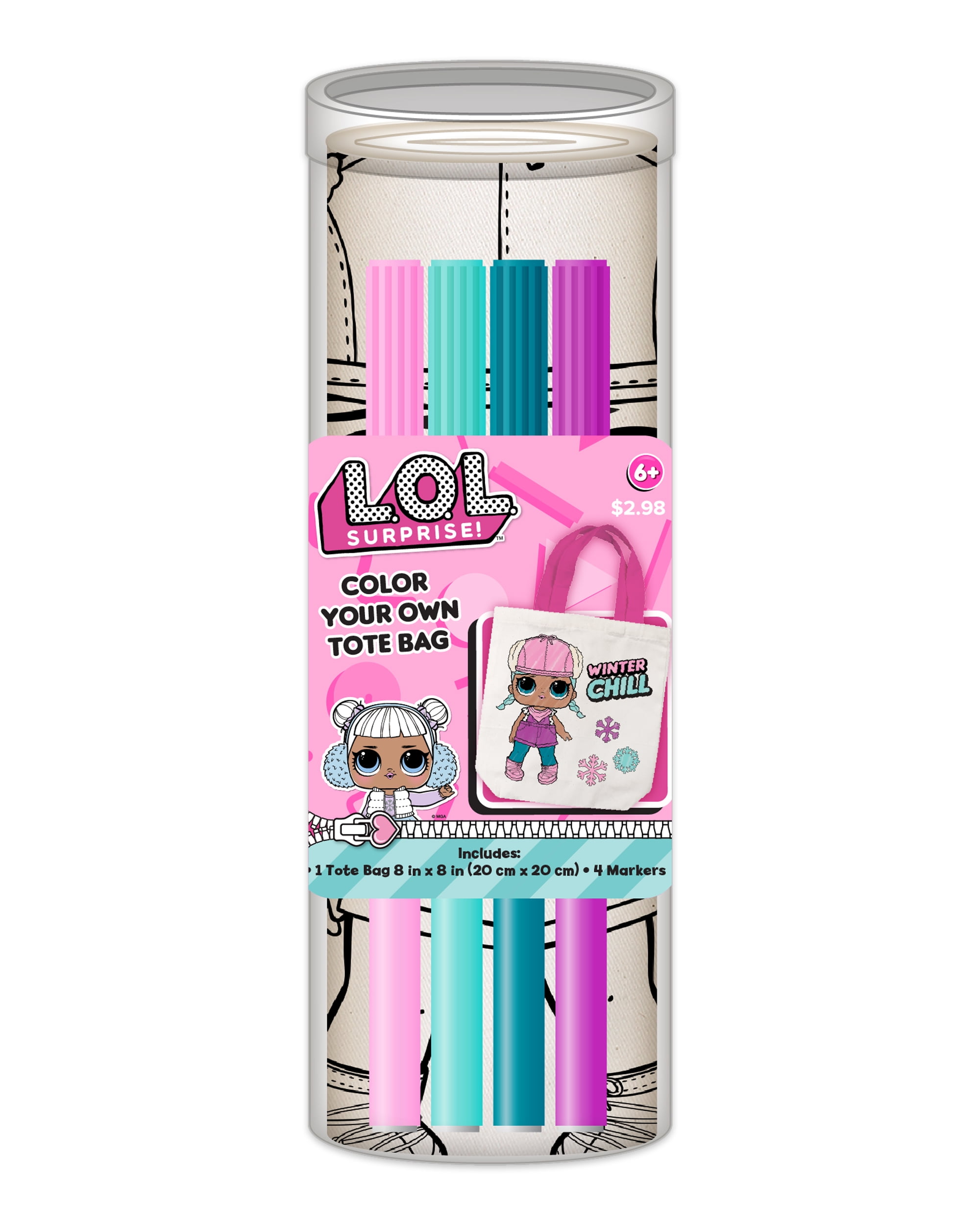 L.O.L Surprise! L.O.L. Surprise! Color Your Own Tote Kit, Includes Tote Bag and Markers for Girls