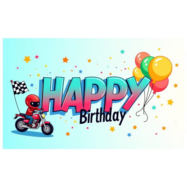 Kids Party Celebration Motorbike Cartoon Birthday Banner Backdrop Birthday Decor Colorful Custom Background Festive Event Photo Shoot Fun