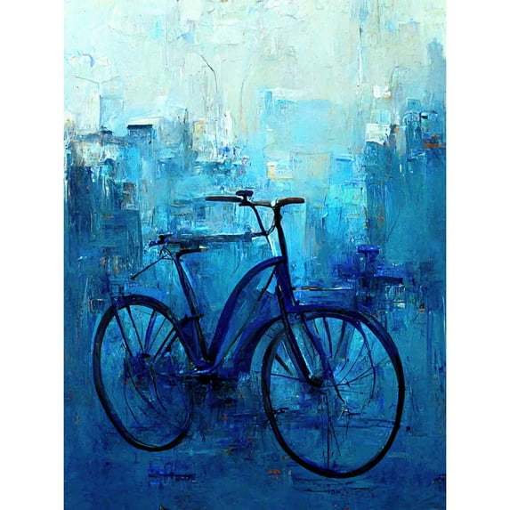 Single Blue Bicycle Modern Large Wall Art Poster Print Thick Paper 18X24 Inch