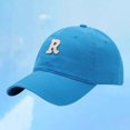 thumbnail image 2 of Baseball Cap Men Women Letter R Baseball Cap Curved Brim Wide Sun Visor Adjustable Sun Hat For Outdoor Sky Blue One Size, 2 of 3