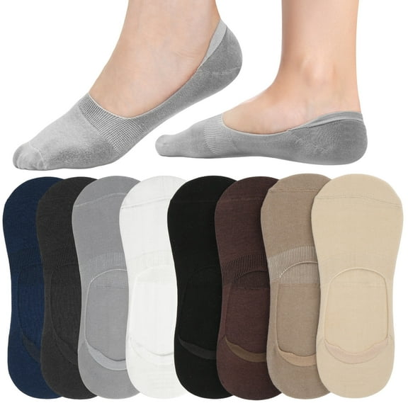 LotFancy No Show Socks Womens, 8 Colors Cotton Low Cut Athletic Socks, Non Slip Flat Boat Liner Socks