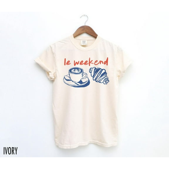 Weekend T-Shirt, Coffee Tshirt, Croissant Shirt, French T Shirt, Weekending T-Shirt, Retro Graphic Tee, Vintage Aesthetic, Le Weekend TH270511