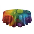 thumbnail image 5 of Colorful Tie Dye Circle Swirl Pattern Round Tablecloth 60"x60",Wrinkle Wipeable Table Cloth for Kitchen Dining Room Picnic Patio Party, 5 of 6